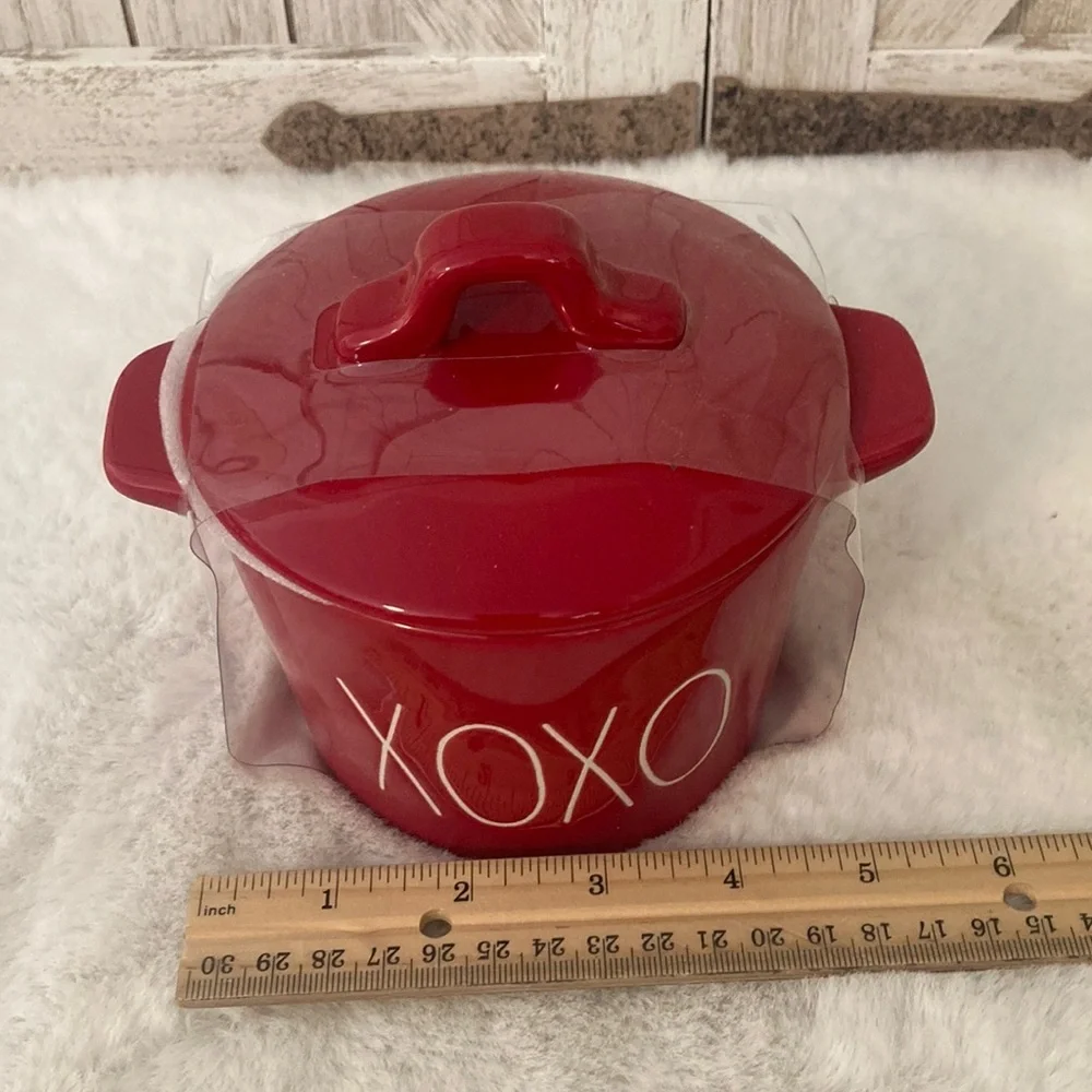 Rae Dunn Xoxo Mini Red Ceramic Casserole Dish with Lid